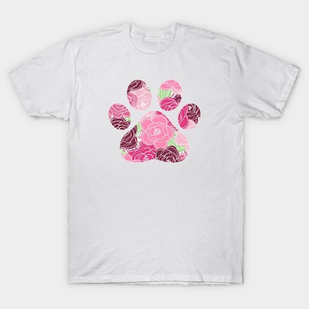 Pink Puppy Paw Floral T-Shirt by ekwbirthflowers